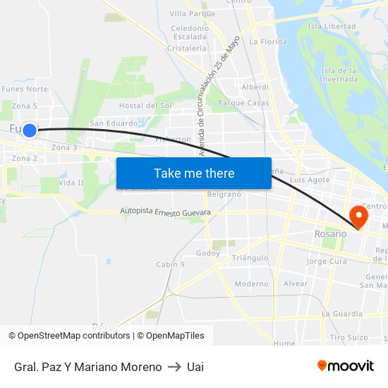 Gral. Paz Y Mariano Moreno to Uai map