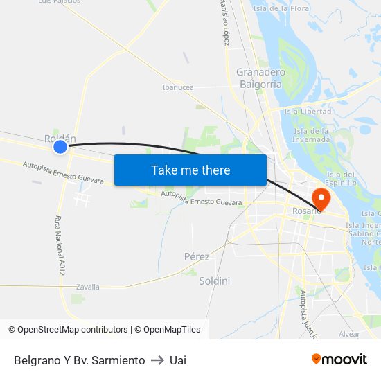 Belgrano Y Bv. Sarmiento to Uai map