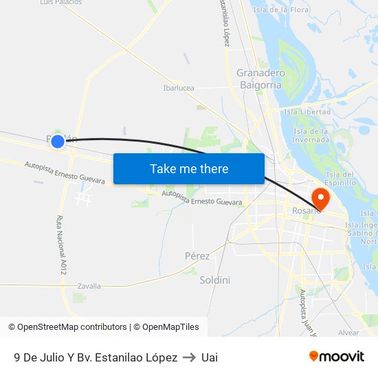 9 De Julio Y Bv. Estanilao López to Uai map