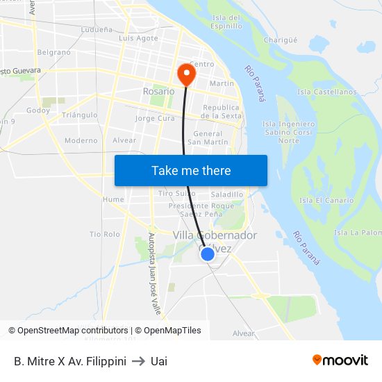 B. Mitre X Av. Filippini to Uai map