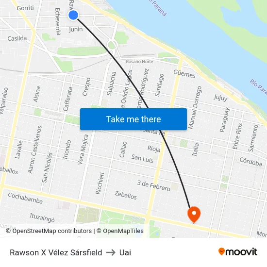 Rawson X Vélez Sársfield to Uai map