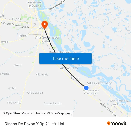 Rincón De Pavón X Rp 21 to Uai map