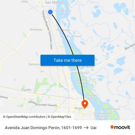 Avenida Juan Domingo Perón, 1601-1699 to Uai map