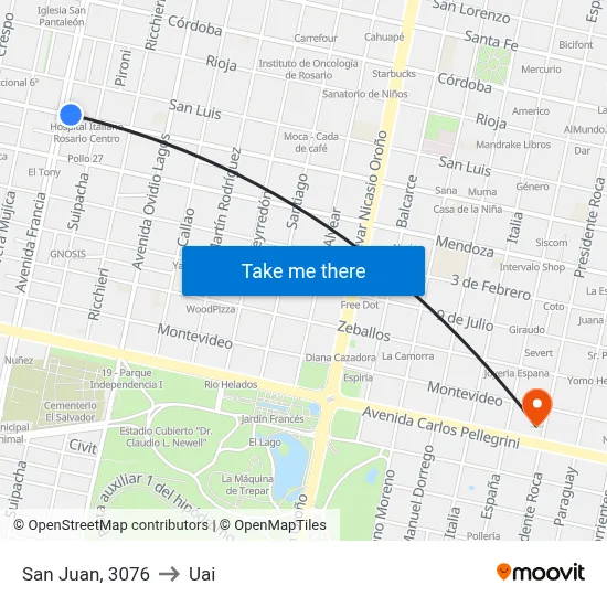 San Juan, 3076 to Uai map