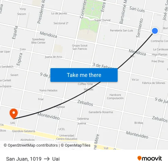 San Juan, 1019 to Uai map