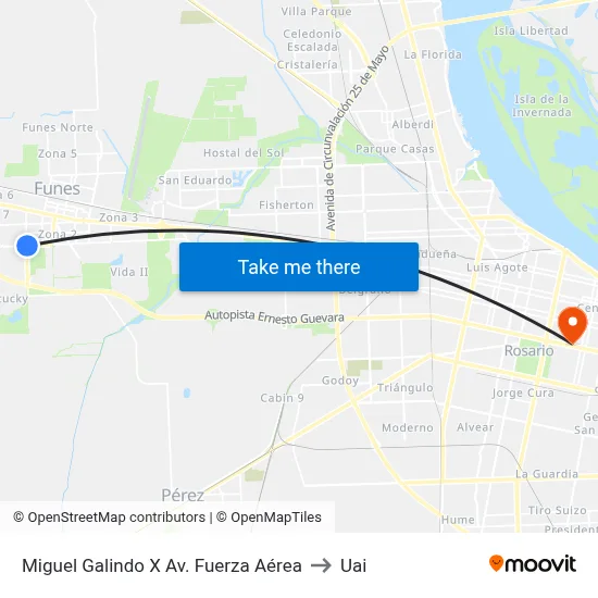 Miguel Galindo X Av. Fuerza Aérea to Uai map