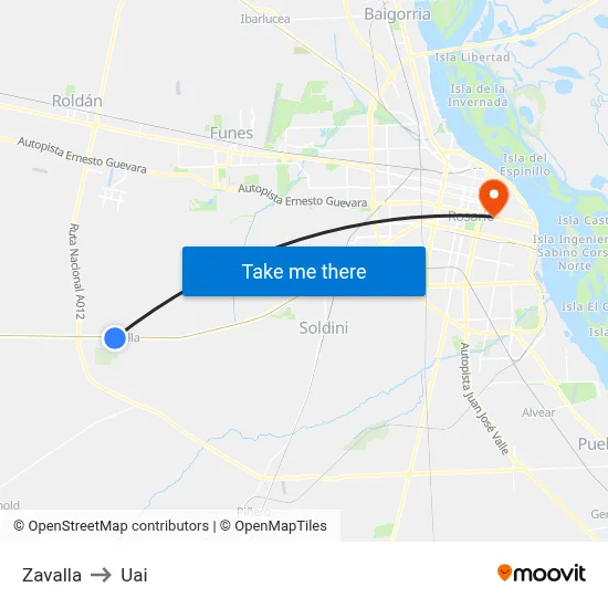 Zavalla to Uai map