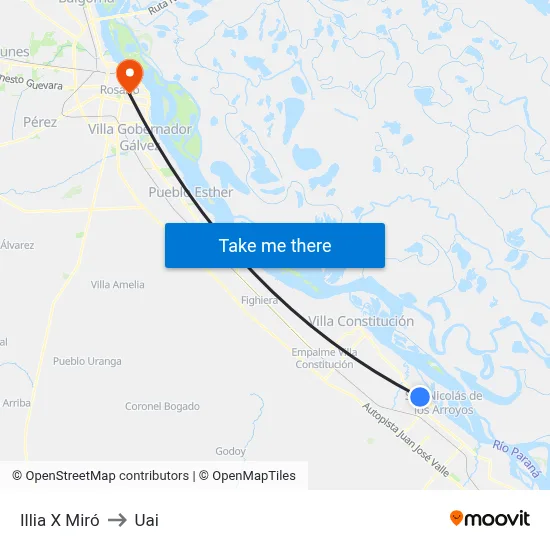 Illia X Miró to Uai map