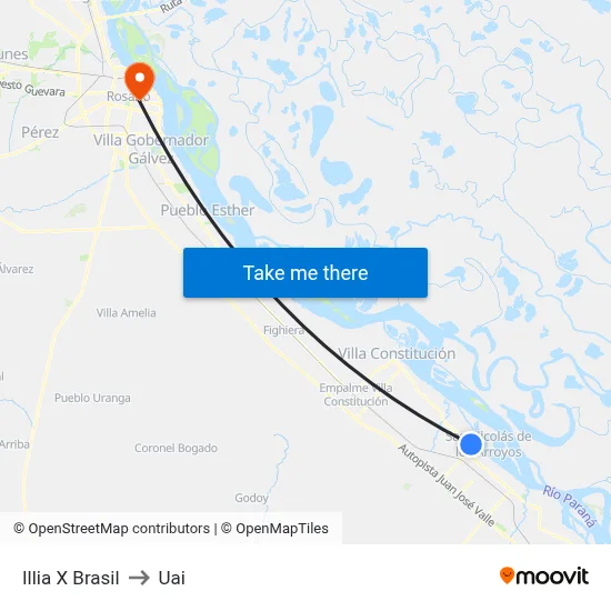 Illia X Brasil to Uai map