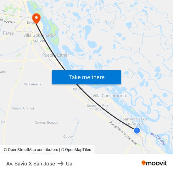 Av. Savio X San José to Uai map