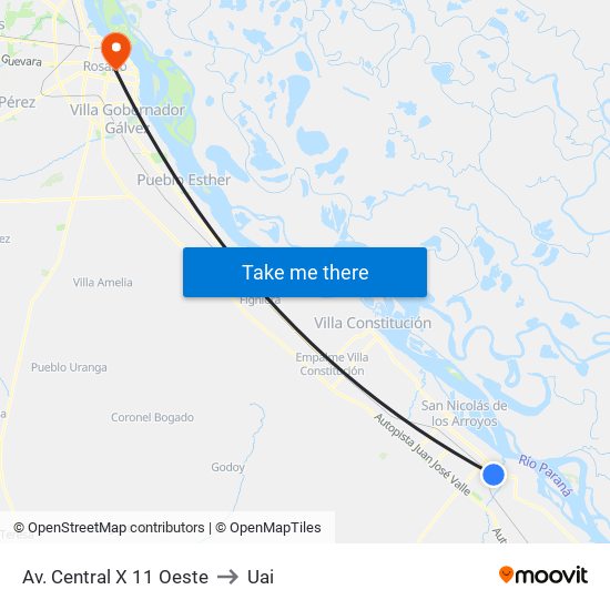 Av. Central X 11 Oeste to Uai map