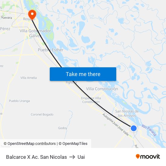 Balcarce X Ac. San Nicolas to Uai map