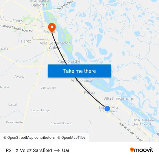 R21 X Velez Sarsfield to Uai map