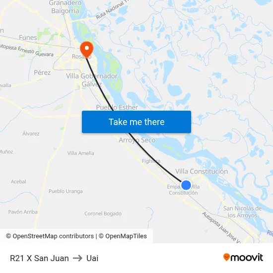 R21 X San Juan to Uai map
