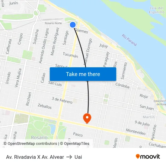 Av. Rivadavia X Av. Alvear to Uai map