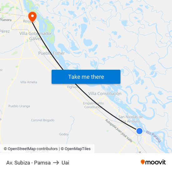 Av. Subiza - Pamsa to Uai map