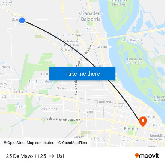 25 De Mayo 1125 to Uai map