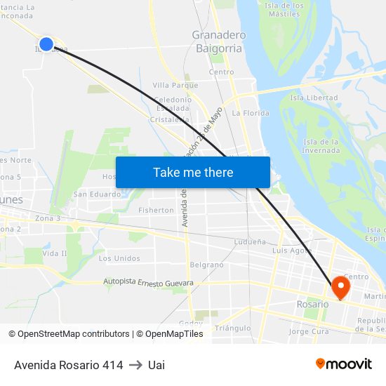 Avenida Rosario 414 to Uai map