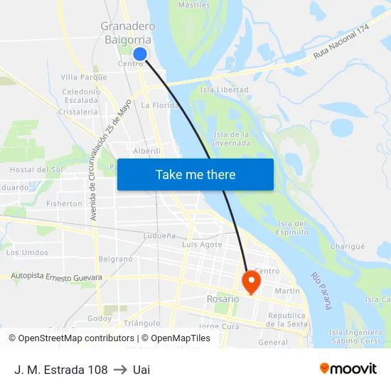 J. M. Estrada 108 to Uai map