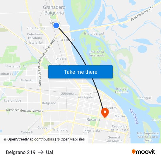 Belgrano 219 to Uai map