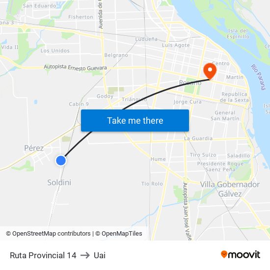 Ruta Provincial 14 to Uai map