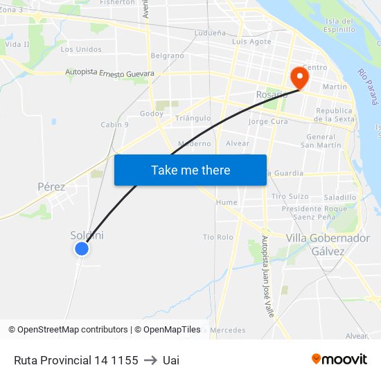 Ruta Provincial 14 1155 to Uai map