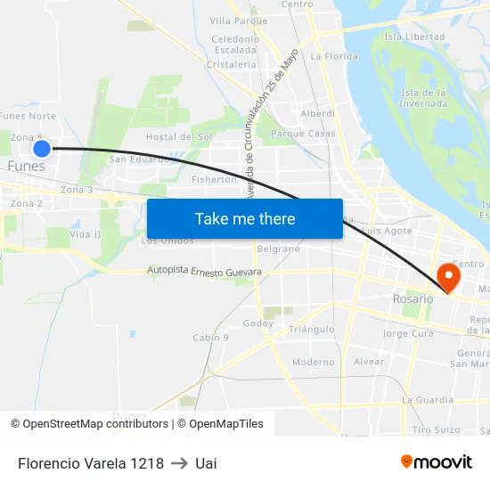 Florencio Varela 1218 to Uai map