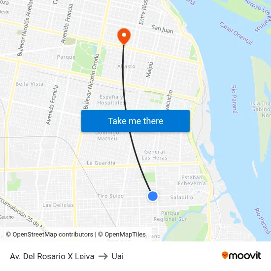 Av. Del Rosario X Leiva to Uai map