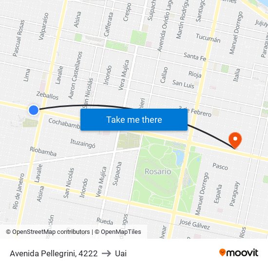 Avenida Pellegrini, 4222 to Uai map