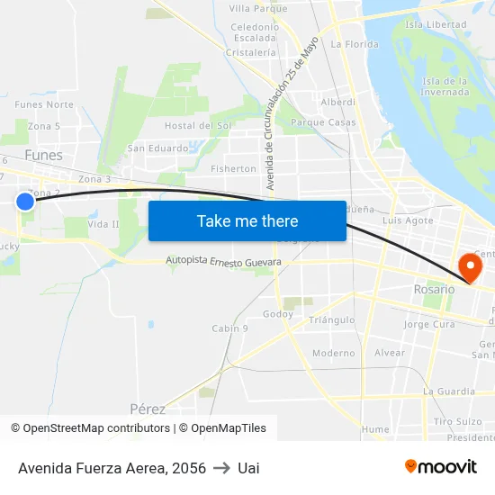 Avenida Fuerza Aerea, 2056 to Uai map