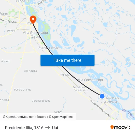 Presidente Illia, 1816 to Uai map