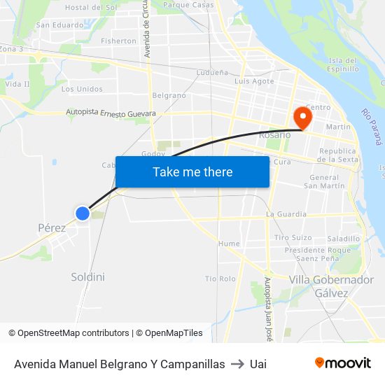 Avenida Manuel Belgrano Y Campanillas to Uai map