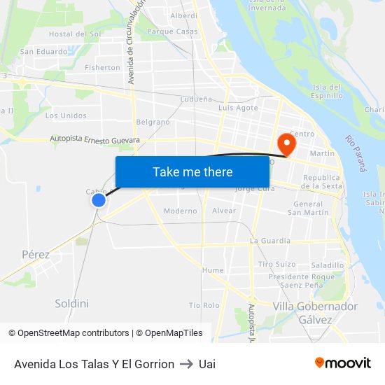 Avenida Los Talas Y El Gorrion to Uai map