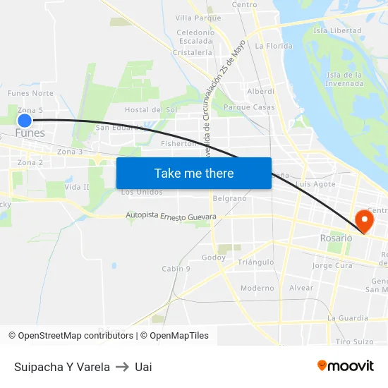 Suipacha Y Varela to Uai map