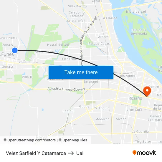Velez Sarfield Y Catamarca to Uai map