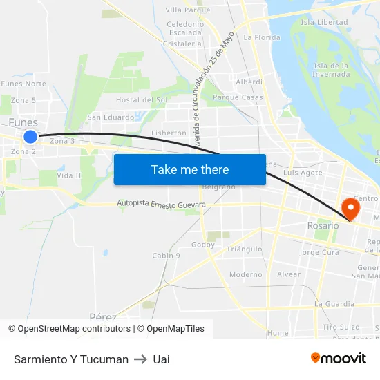 Sarmiento Y Tucuman to Uai map