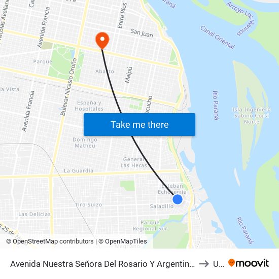 Avenida Nuestra Señora Del Rosario Y Argentina 387s to Uai map