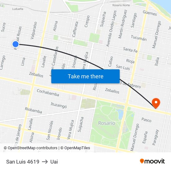 San Luis 4619 to Uai map