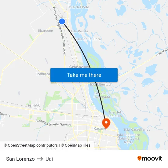 San Lorenzo to Uai map