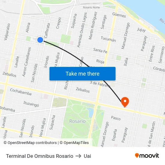 Terminal De Omnibus Rosario to Uai map