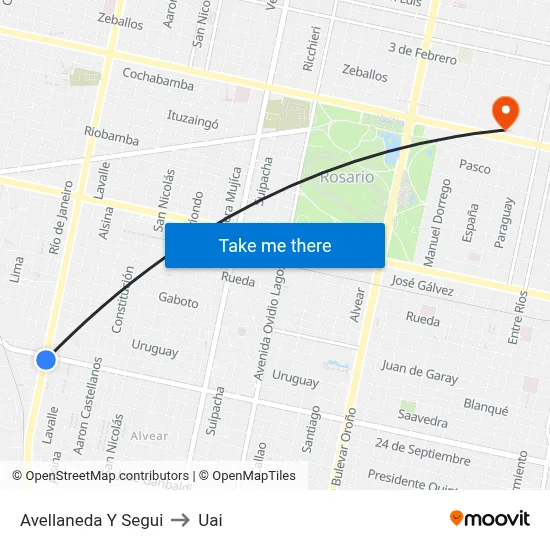 Avellaneda Y Segui to Uai map