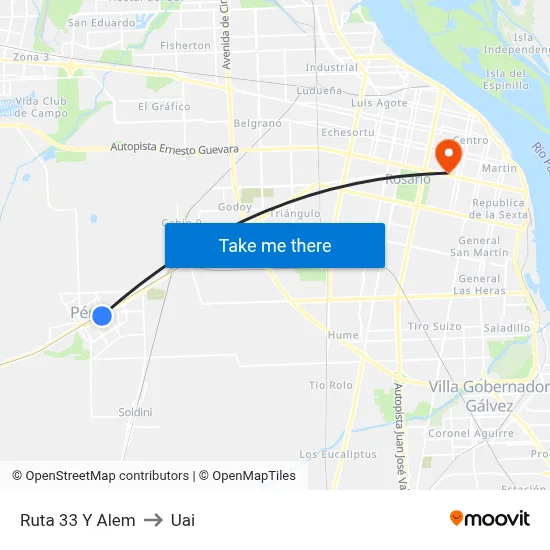 Ruta 33 Y Alem to Uai map