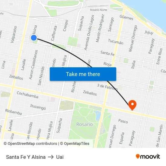 Santa Fe Y Alsina to Uai map