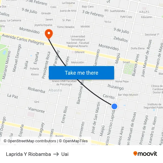 Laprida Y Riobamba to Uai map