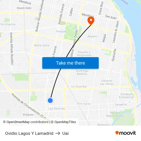 Ovidio Lagos Y Lamadrid to Uai map
