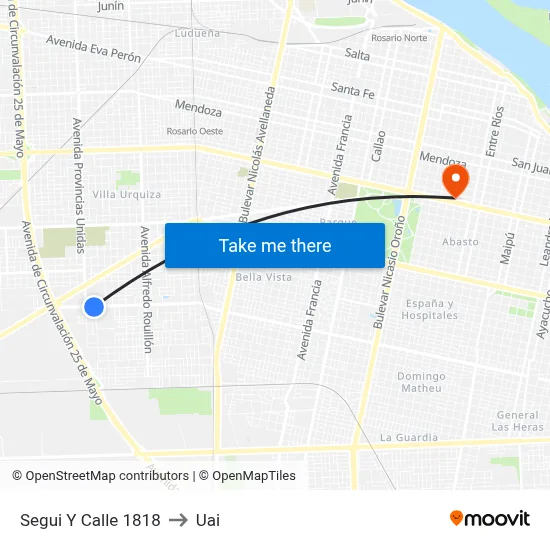 Segui Y Calle 1818 to Uai map