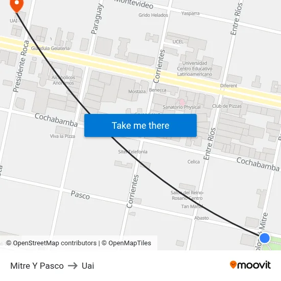 Mitre Y Pasco to Uai map