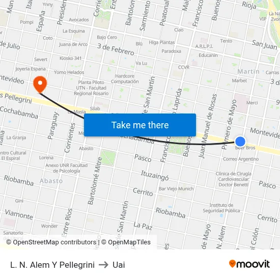 L. N. Alem Y Pellegrini to Uai map
