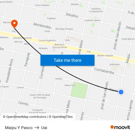 Maipu Y Pasco to Uai map
