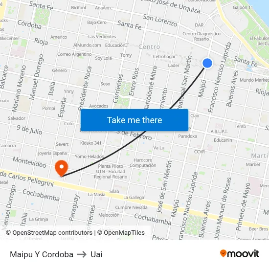 Maipu Y Cordoba to Uai map